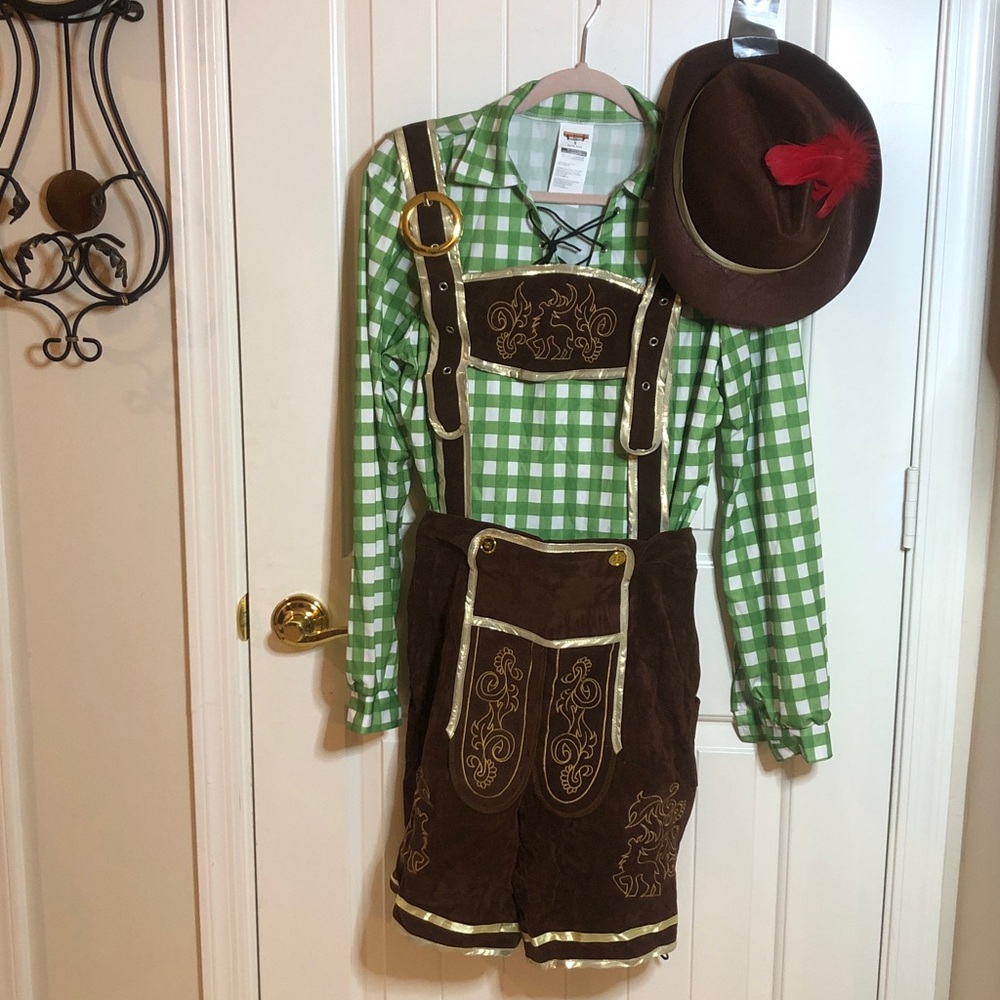 Spooktacular Creations Green Checkered Shirt+Lederhosen Oktoberfest Man Costume